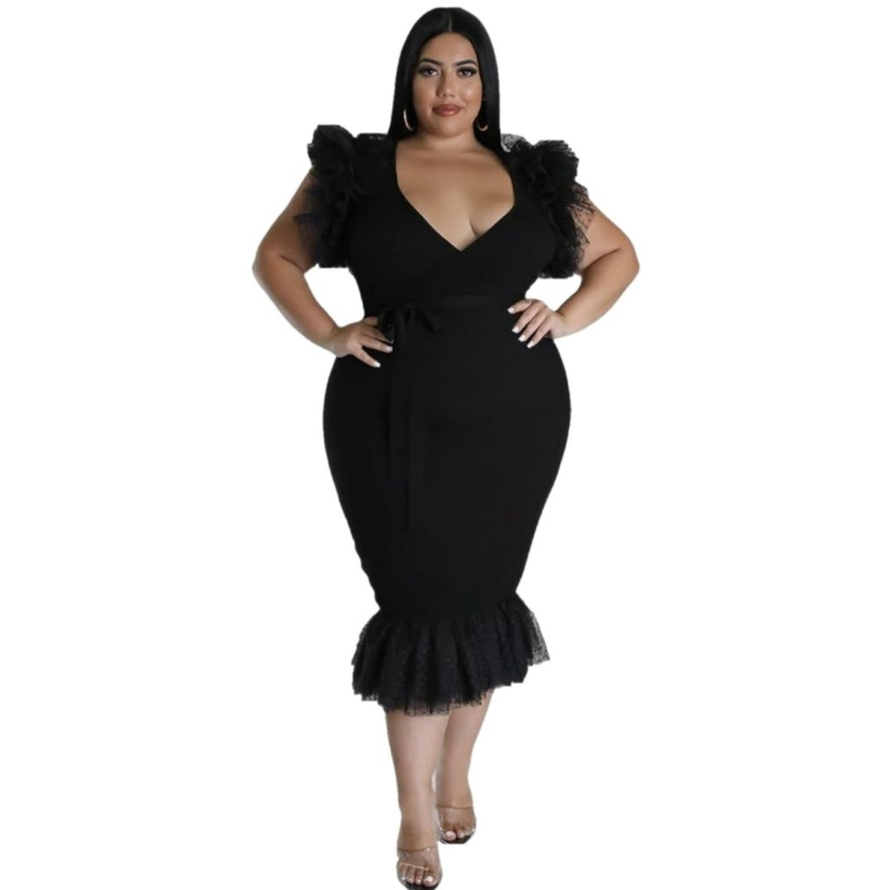 Good Time U.S.A Dress XL Black Ruffle Sleeve